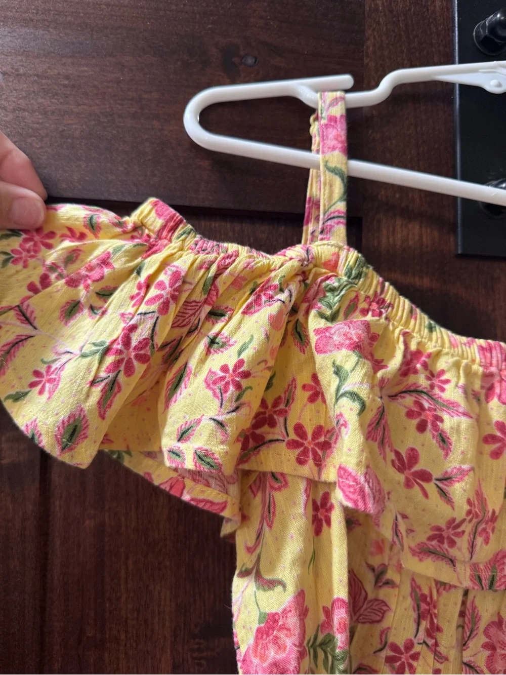 Old Navy Yellow Dress with Pink Floral Print